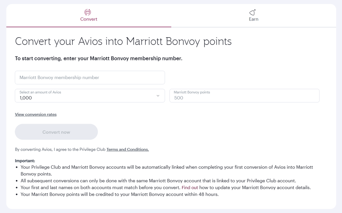 Qatar Avios to Bonvoy conversion