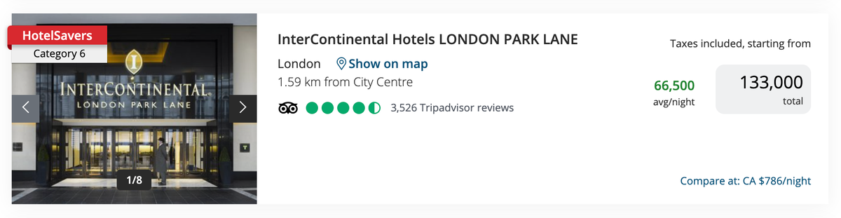 Aeroplan HotelSavers InterContinental London Park Lane