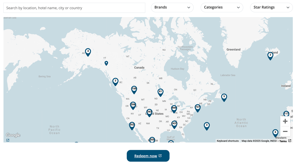 Aeroplan HotelSavers search map