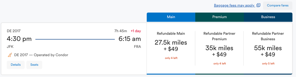 Alaska Air Condor award flight