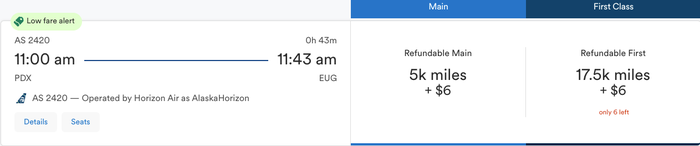Alaska PDX EUG Alaska PDX EUG miles cost