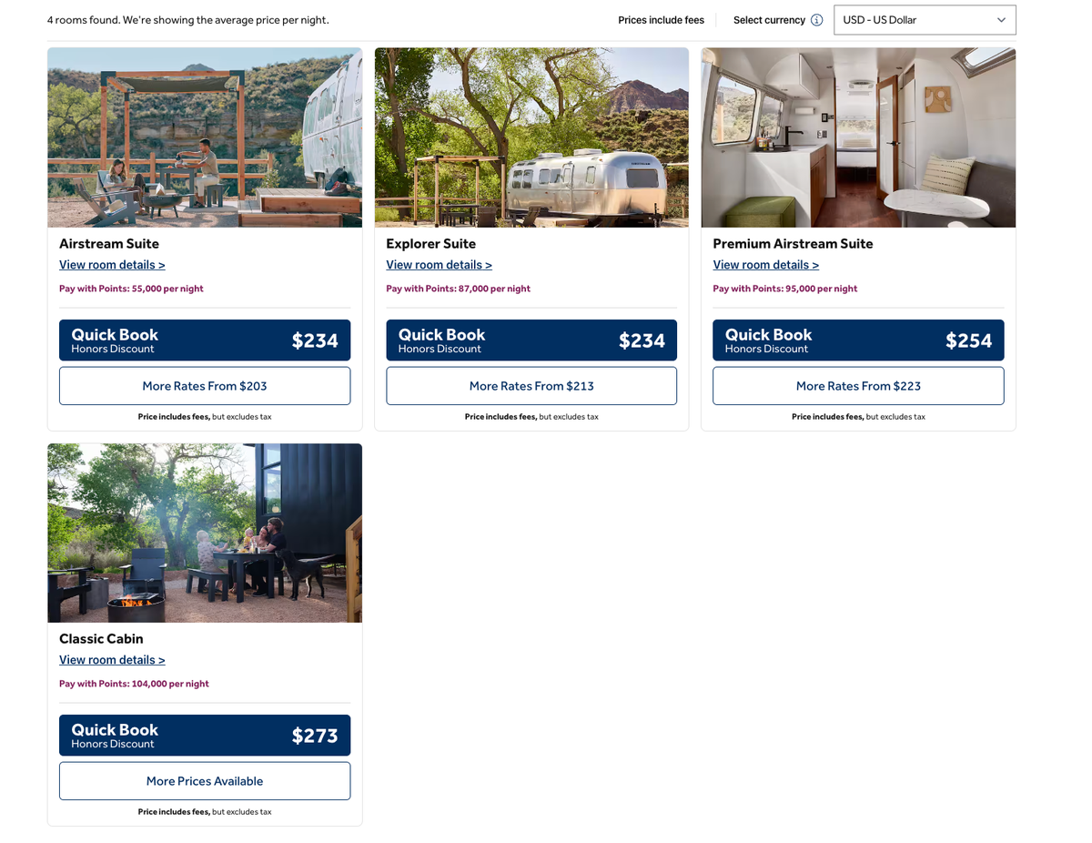 AutoCamp Zion Booking Type
