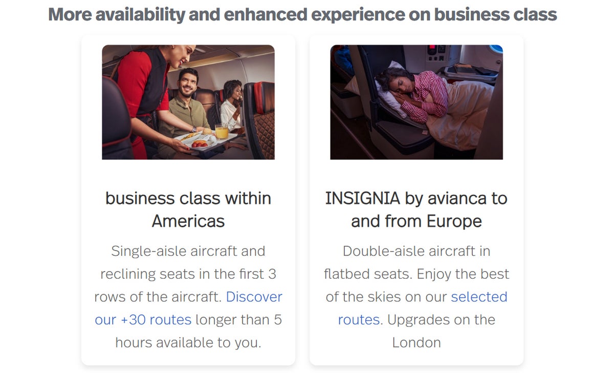 Avianca business class enhancements