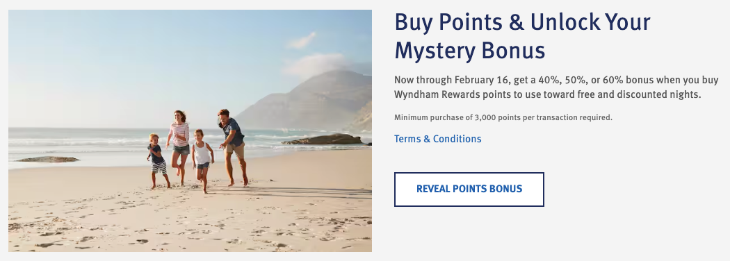 Buy Wyndham points with a mystery bonus January 2025