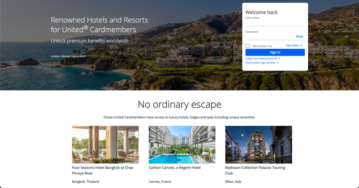 Chase United Renowned Hotels portal Chase United Renowned Hotels portal