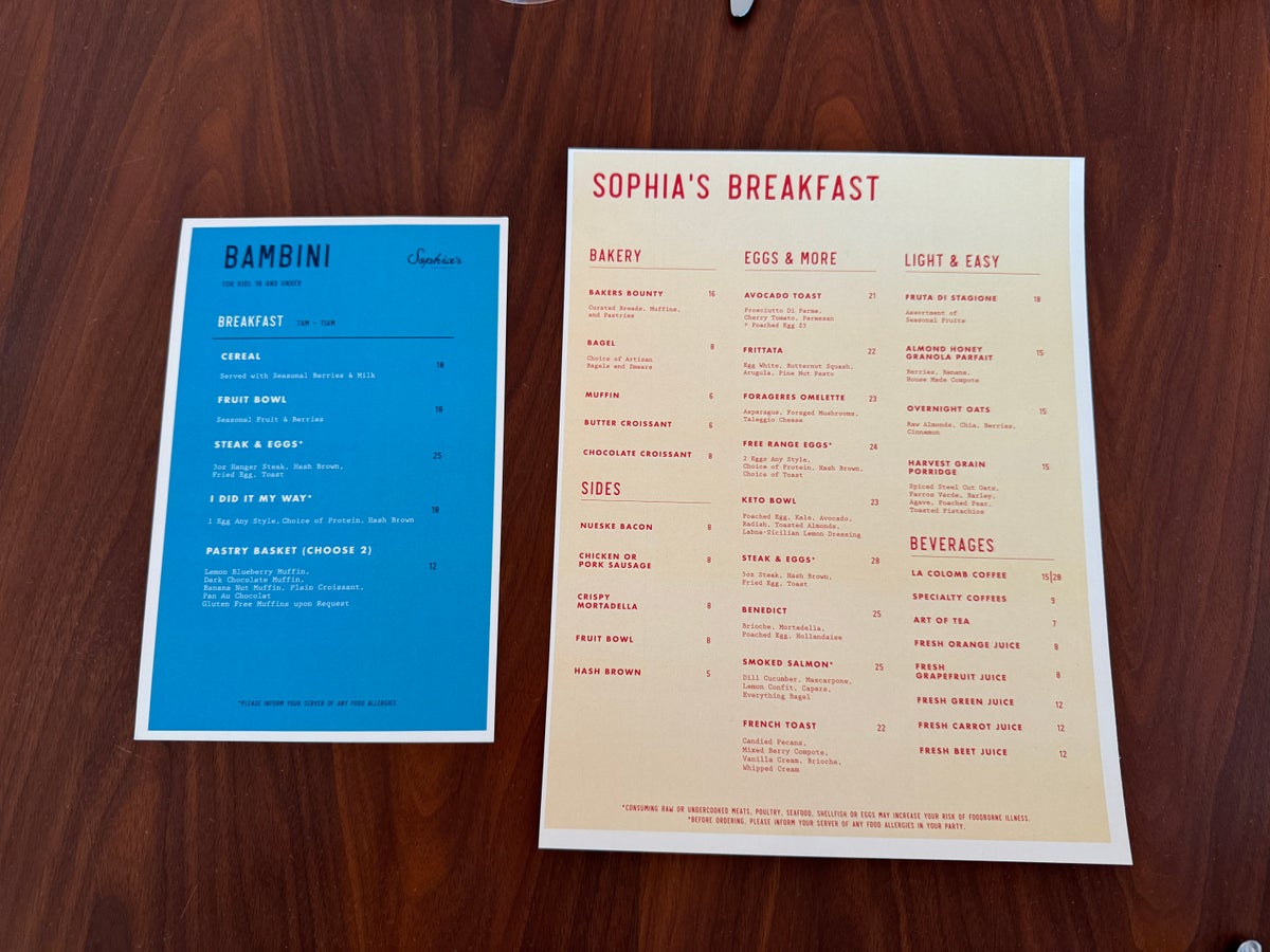 Conrad Orlando Sophias menu