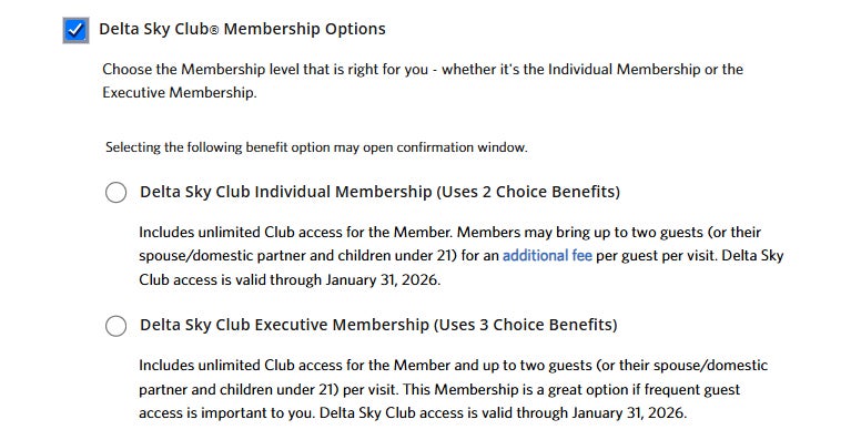 Delta Choice Benefits Sky Club