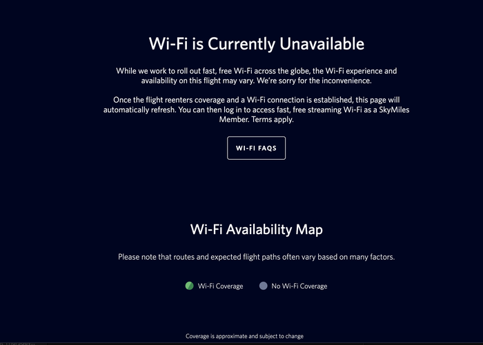 Delta Premium Select Wifi Unavailable Delta Premium Select Wifi Unavailable
