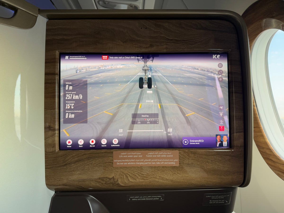 Emirates Airbus A350 IFE camera on landing