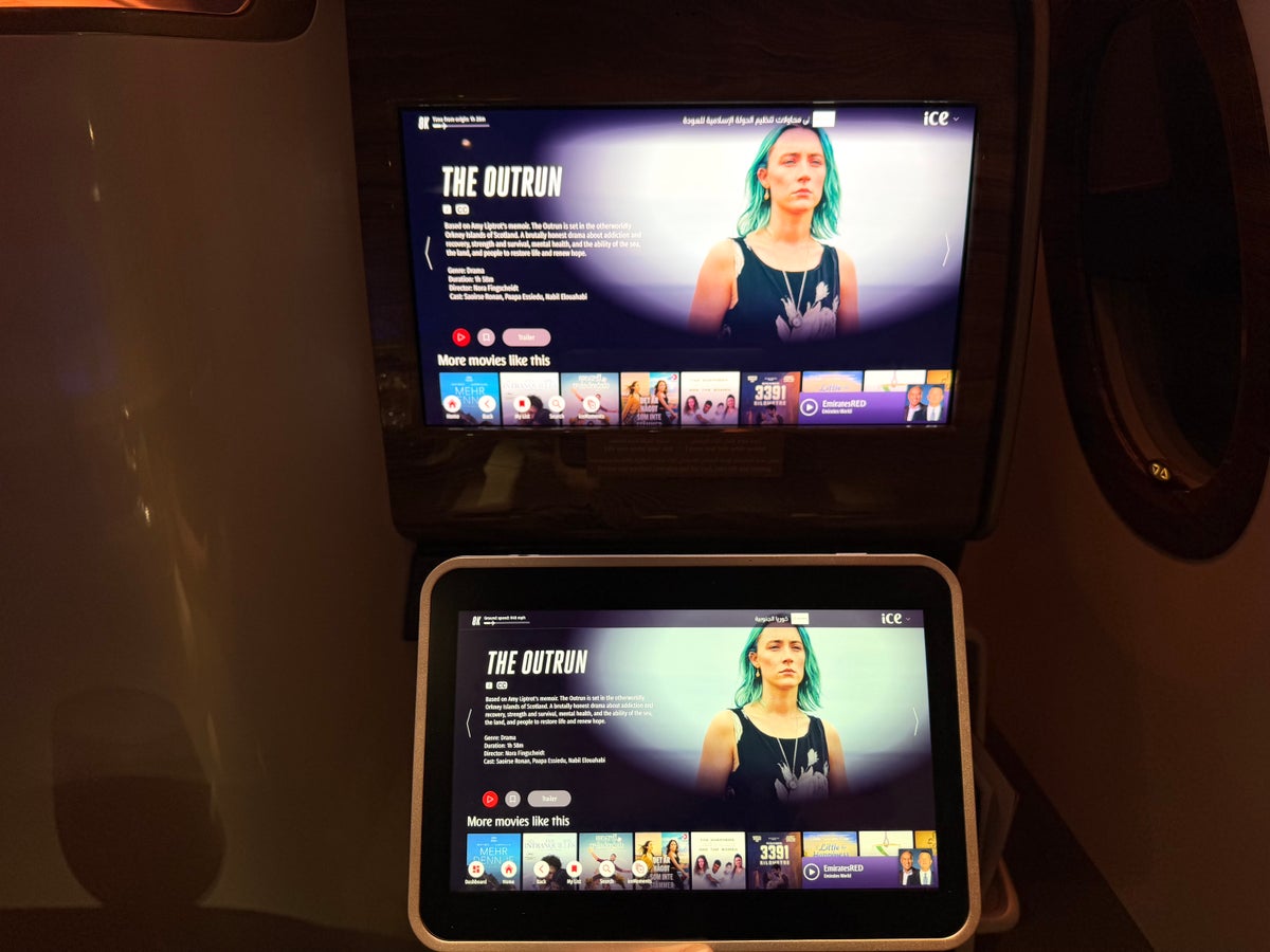 Emirates Airbus A350 business class IFE tablet and screen