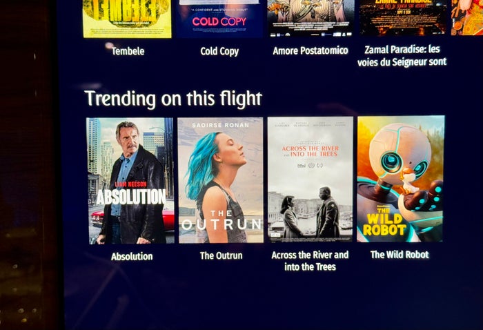 Emirates Airbus A350 business class IFE trending