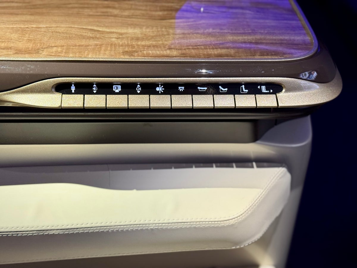 Emirates Airbus A350 business class at seat controls