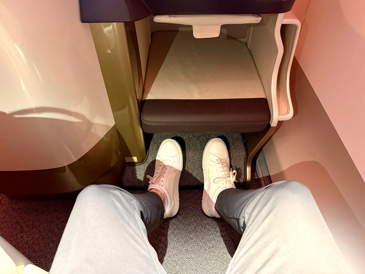 Emirates Airbus A350 business class seat foot rest