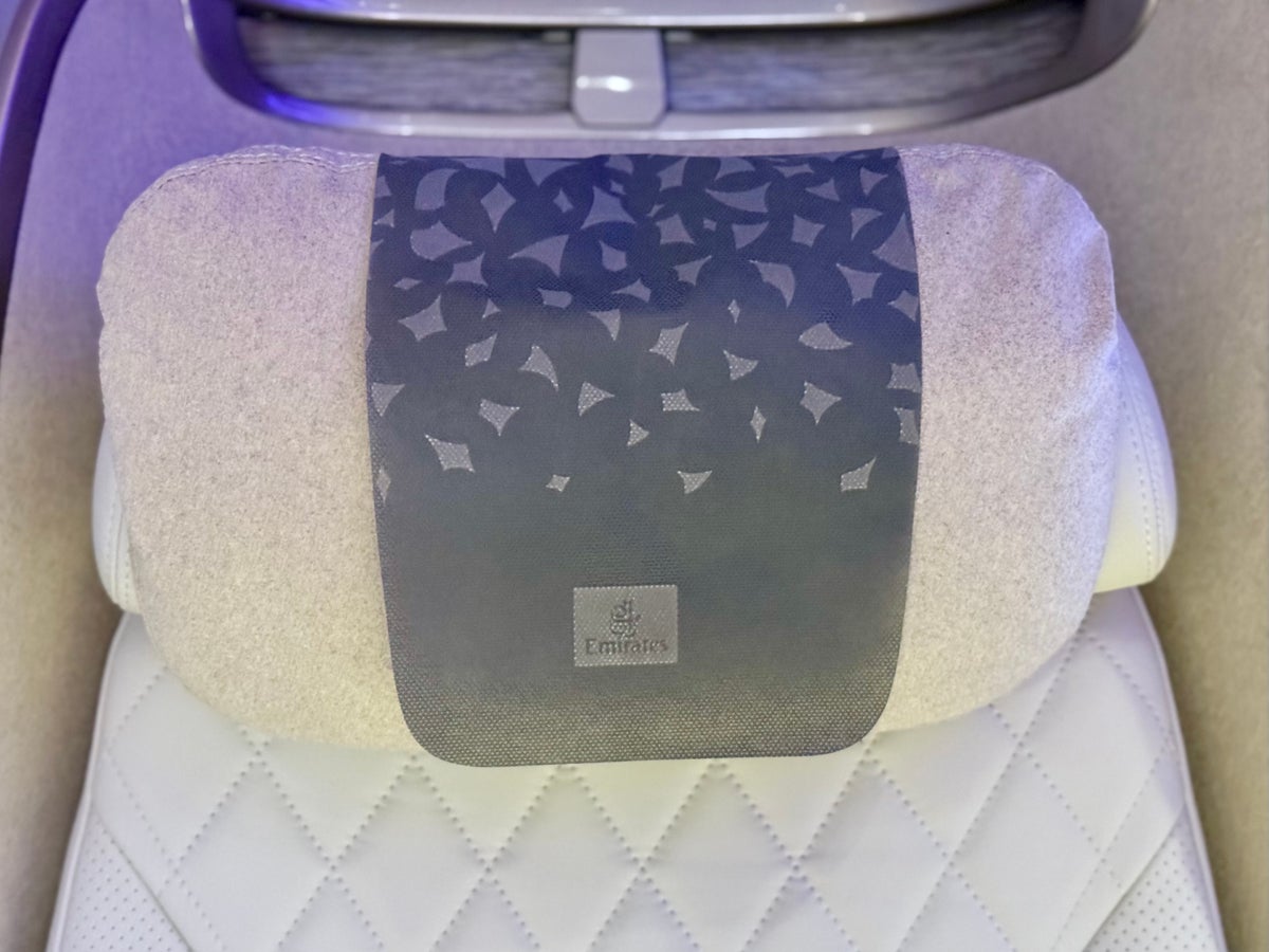 Emirates Airbus A350 business class seat headrest