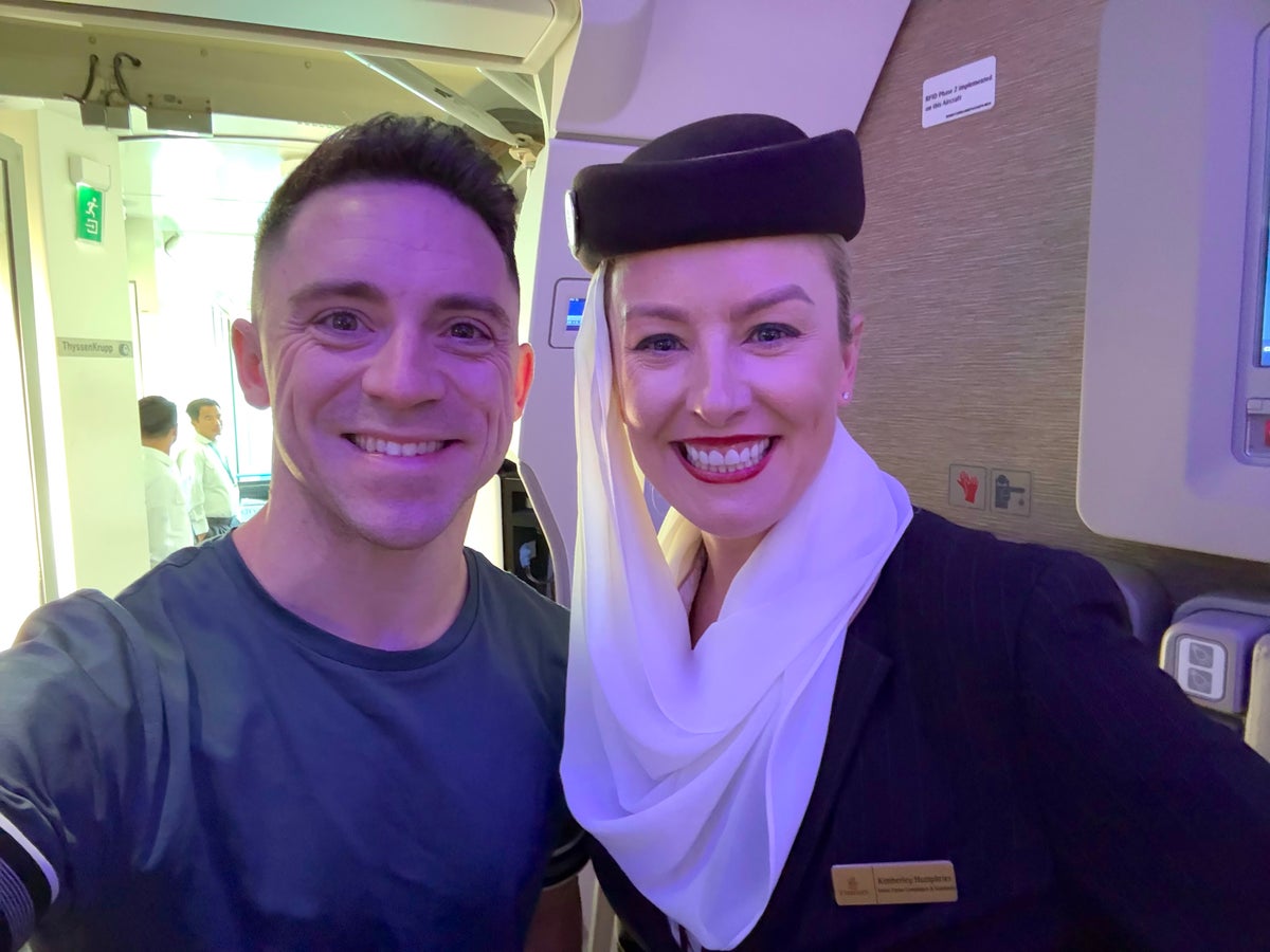 Emirates Airbus A350 inaugural Daniel and Kim