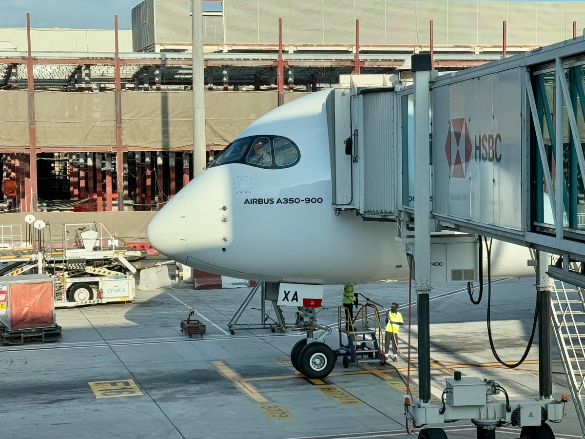 Emirates Airbus A350 on stand at DXB