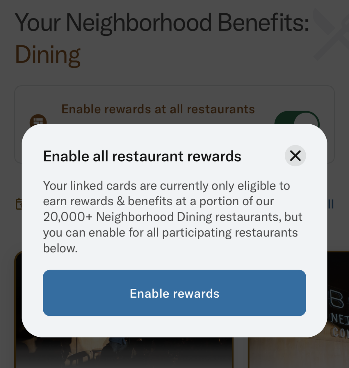 Enabling all Bilt Dining restaurants in the Bilt app