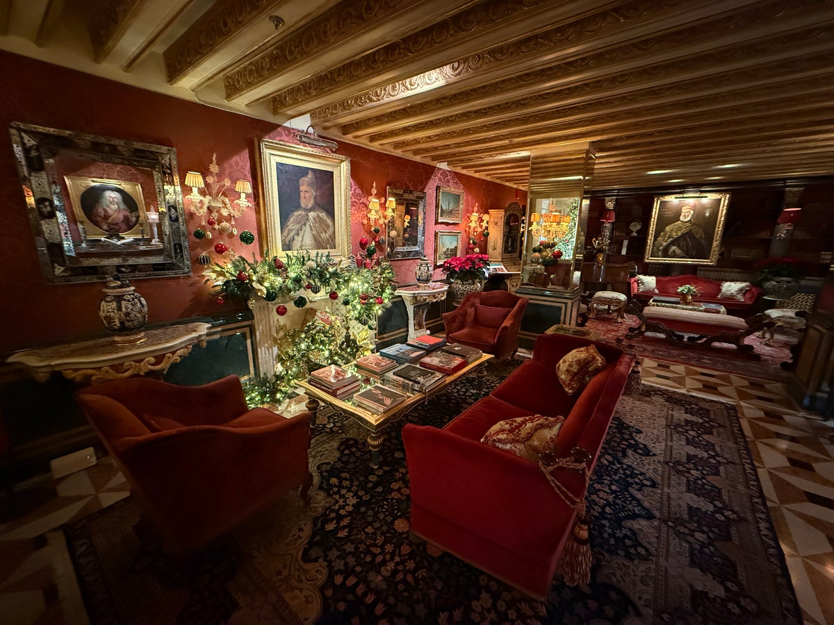 Gritti Palace Lobby Seating by Fireplace