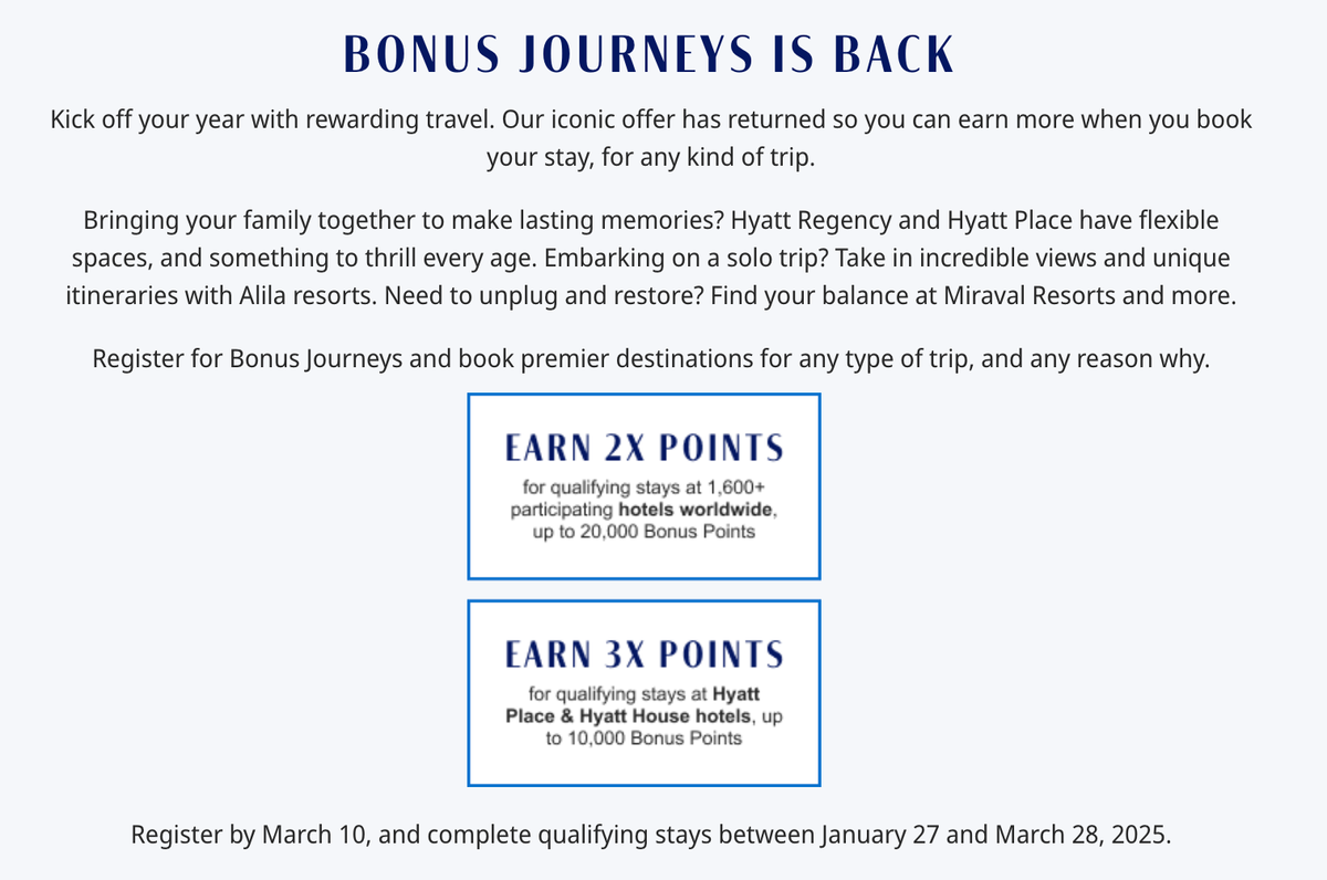 Hyatt Bonus Journeys Promotion