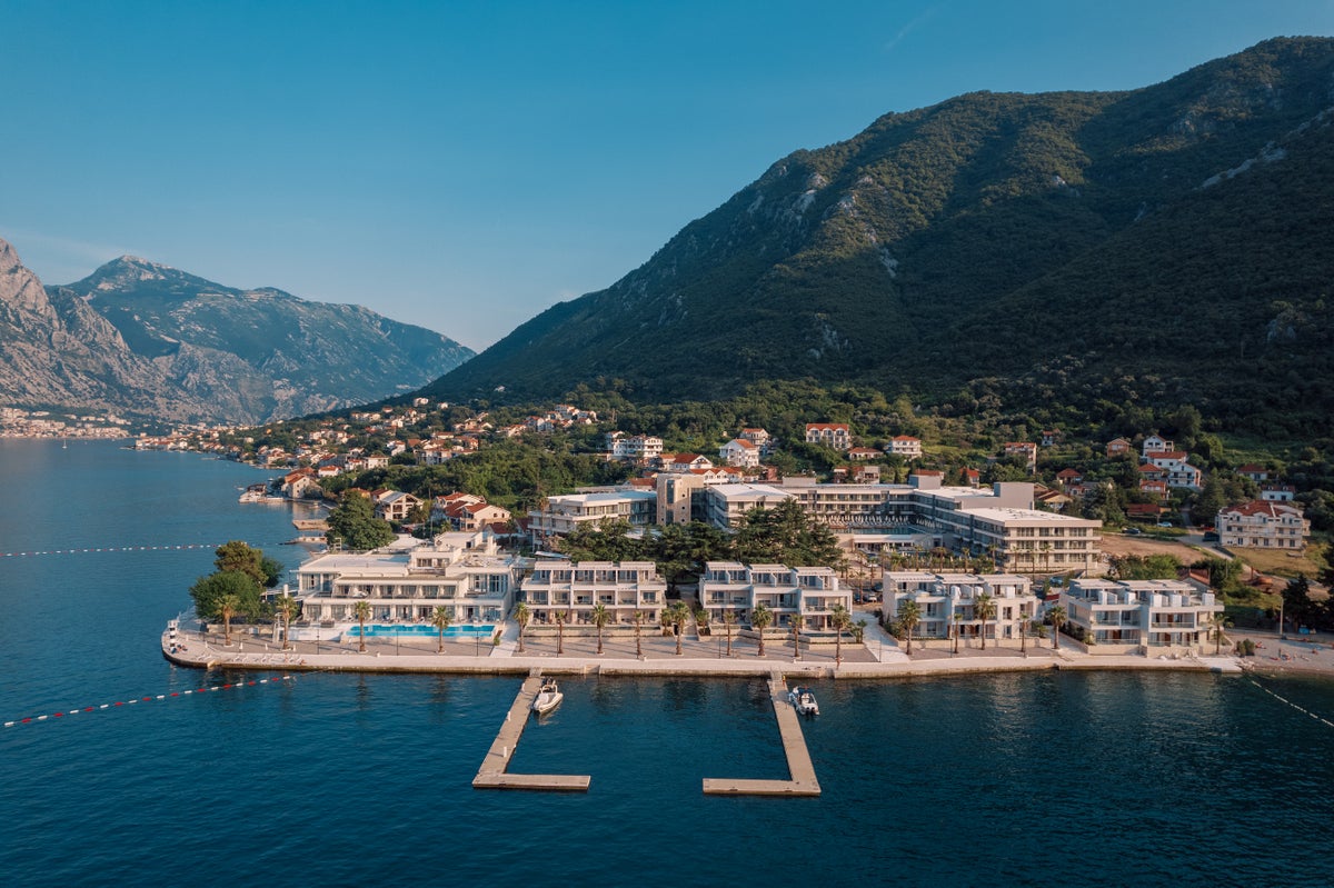 Hotel, mountains, and sea
