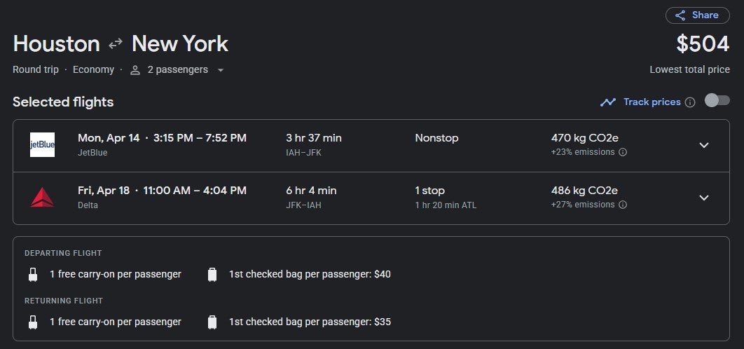 IAH to JFK Google Flights