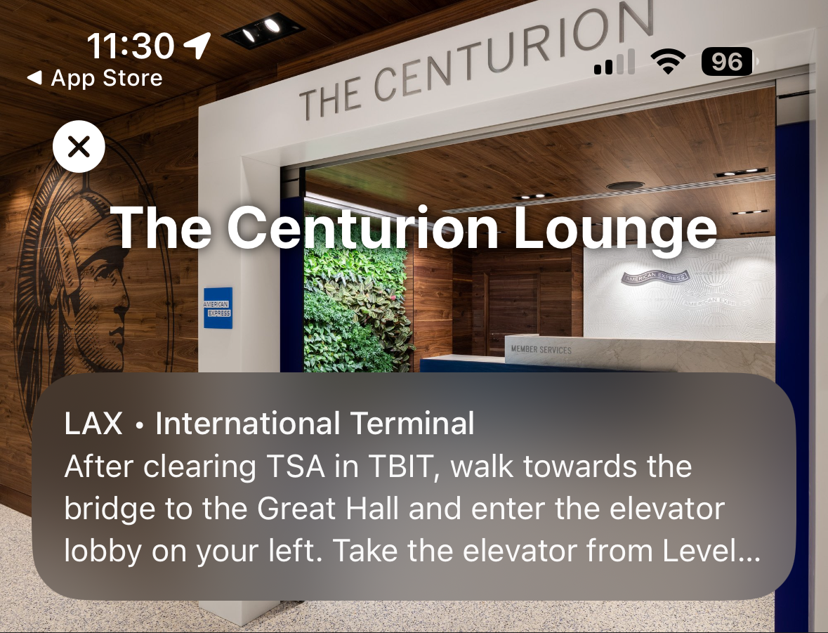 Loungepedia app LAX Centurion Lounge info