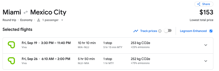 MIA to MEX MIA to MEX Viva price