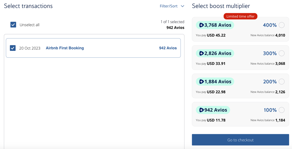 Multiply British Airways Avios 1 transaction