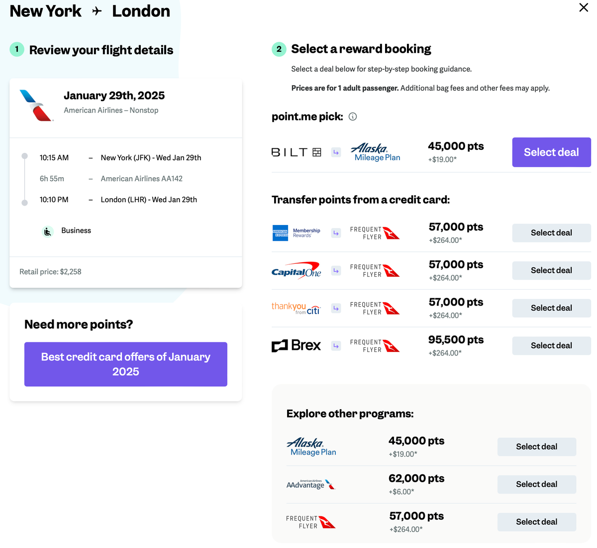 Point.me booking