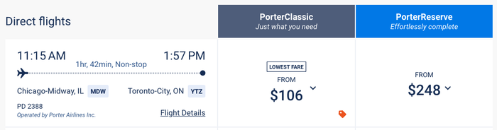 Porter Flight from Chicago to Toronto Porter Flight from Chicago to Toronto
