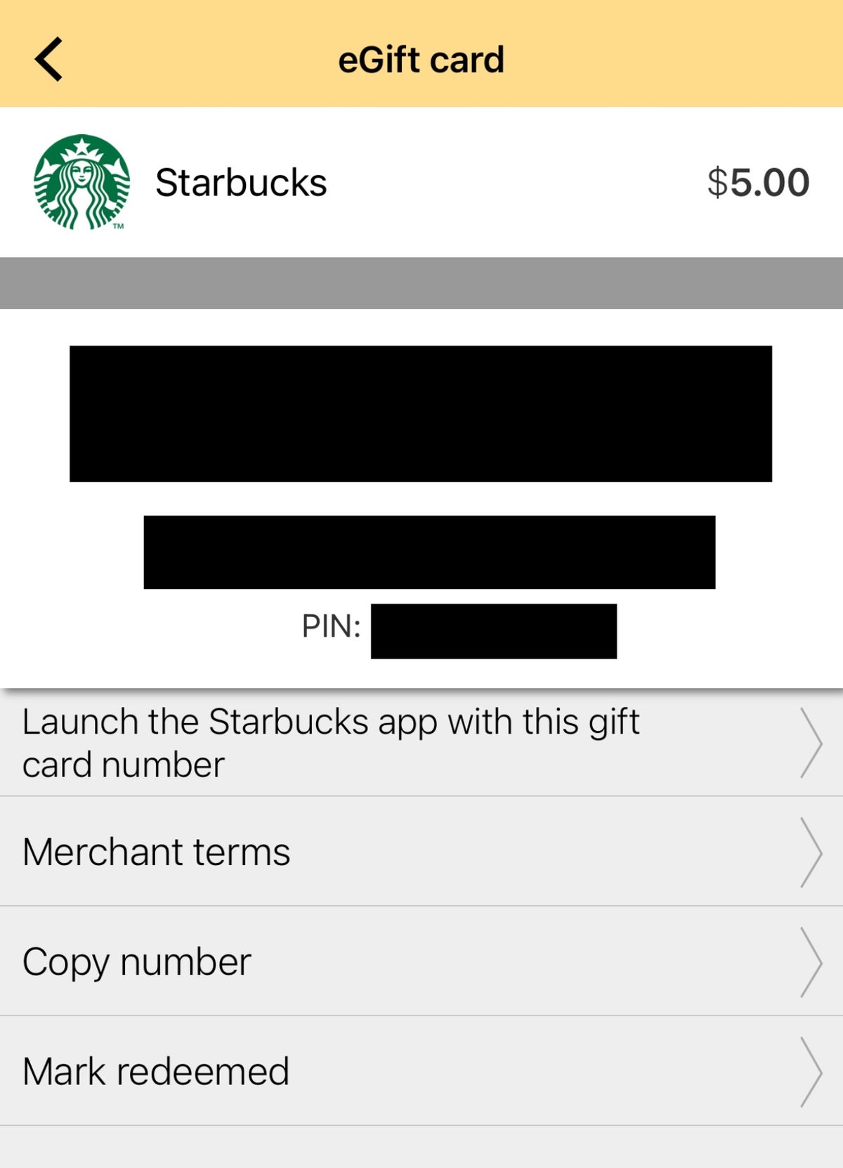 Starbucks Gift Card in MileagePlus X