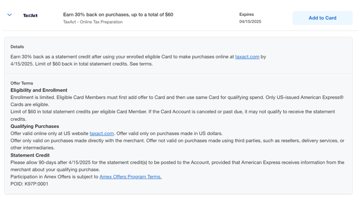 Taxact Amex Offer Taxact Amex Offer
