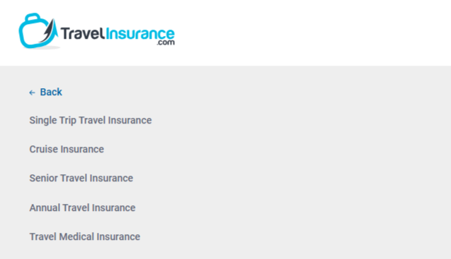 Travelinsurance.com quote pages