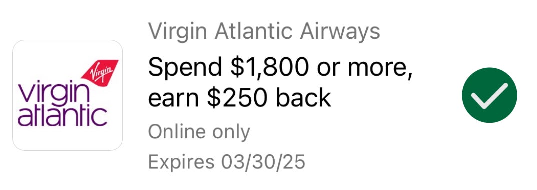 Virgin Atlantic 250 Amex Offer