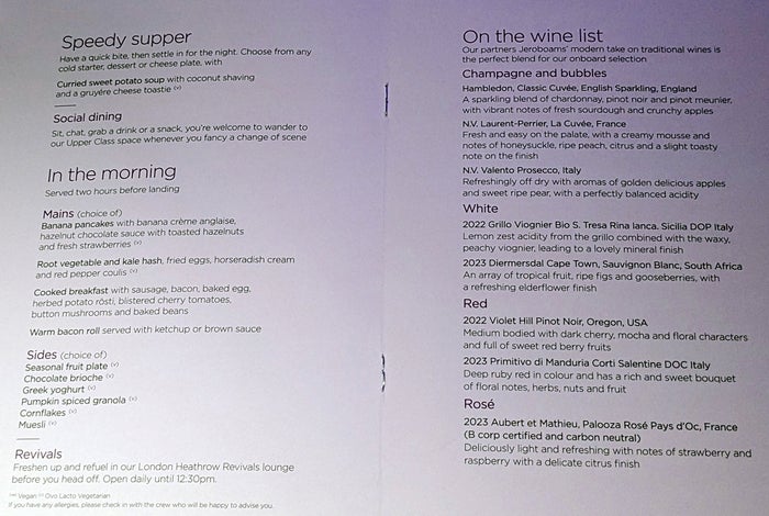 Virgin Atlantic A330 900 Business Class Wine List Virgin Atlantic A330 900 Business Class Wine List