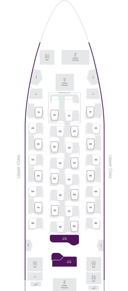 Virgin Atlantic A330 900 upper class seat map