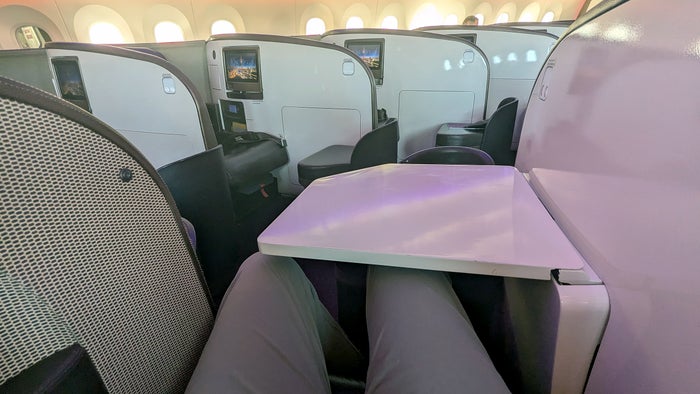 Virgin Atlantic B787 Upper Class Seat Table Extended Virgin Atlantic B787 Upper Class Seat Table Extended