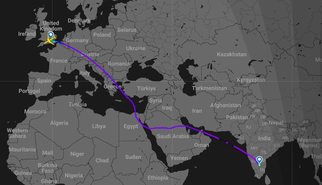 Virgin Atlantic VS316 route map