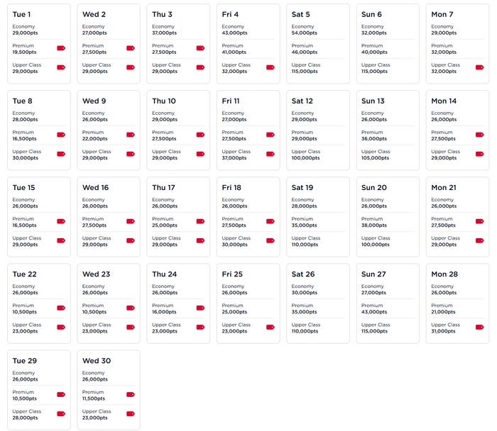 Virgin Atlantic april 2025 LHR BLR award calendar Virgin Atlantic april 2025 LHR BLR award calendar