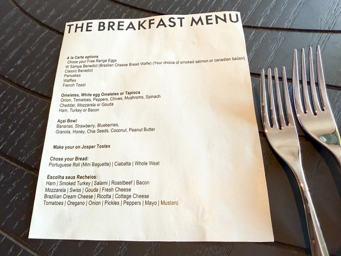 W Sao Paulo Brazil Marriott Baio breakfast menu W Sao Paulo Brazil Marriott Baio breakfast menu