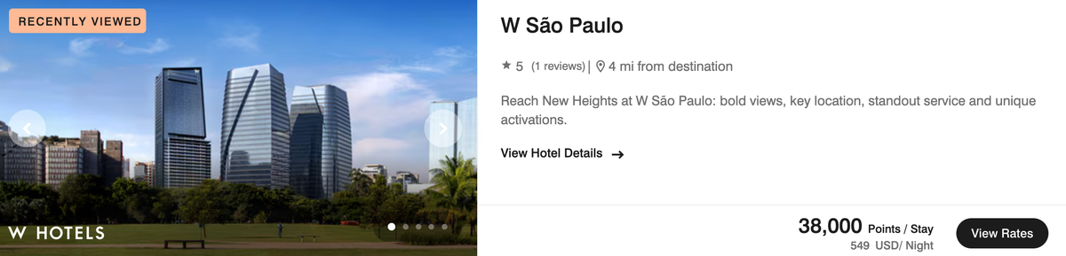 W Sao Paulo award rates