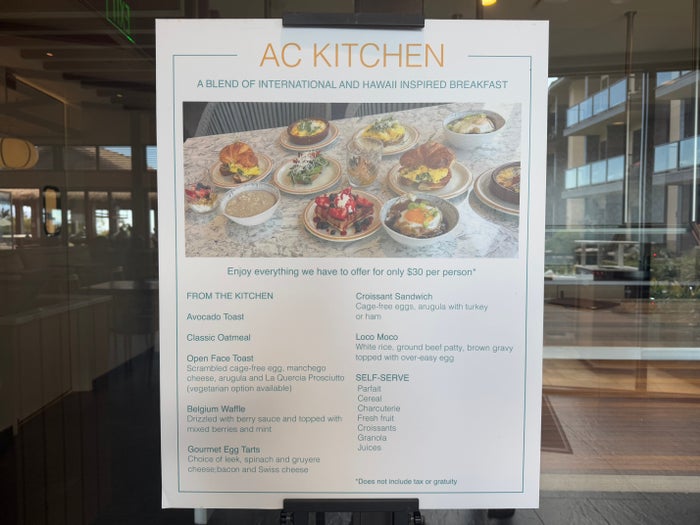 AC Hotel by Marriott Maui Wailea breakfast menu