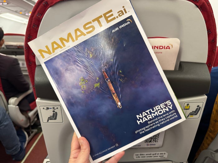 Air India A320 Economy DOH BOM magazine