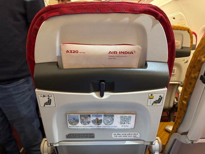 Air India A320 Economy DOH BOM seatback