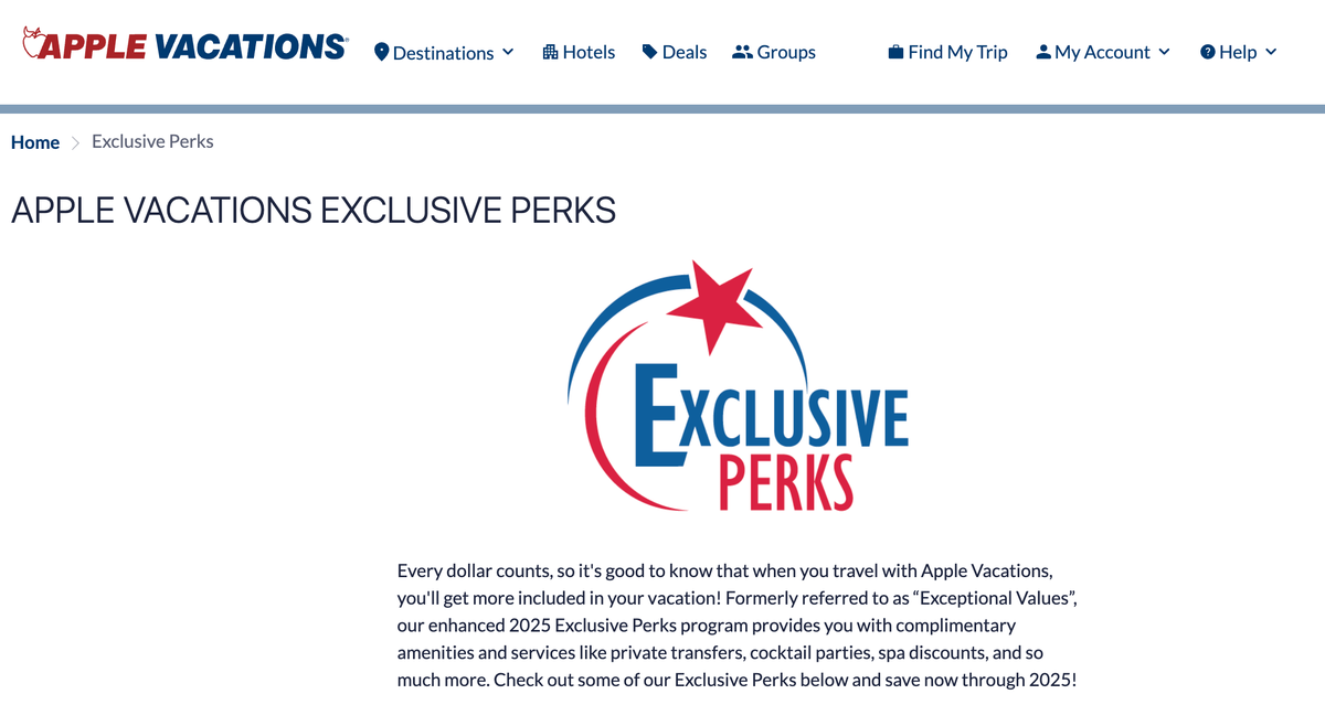 Apple Vacations Exclusive Perks