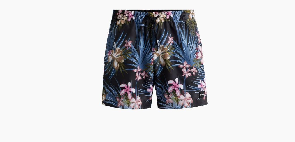 BOSS floral swim trunks for men