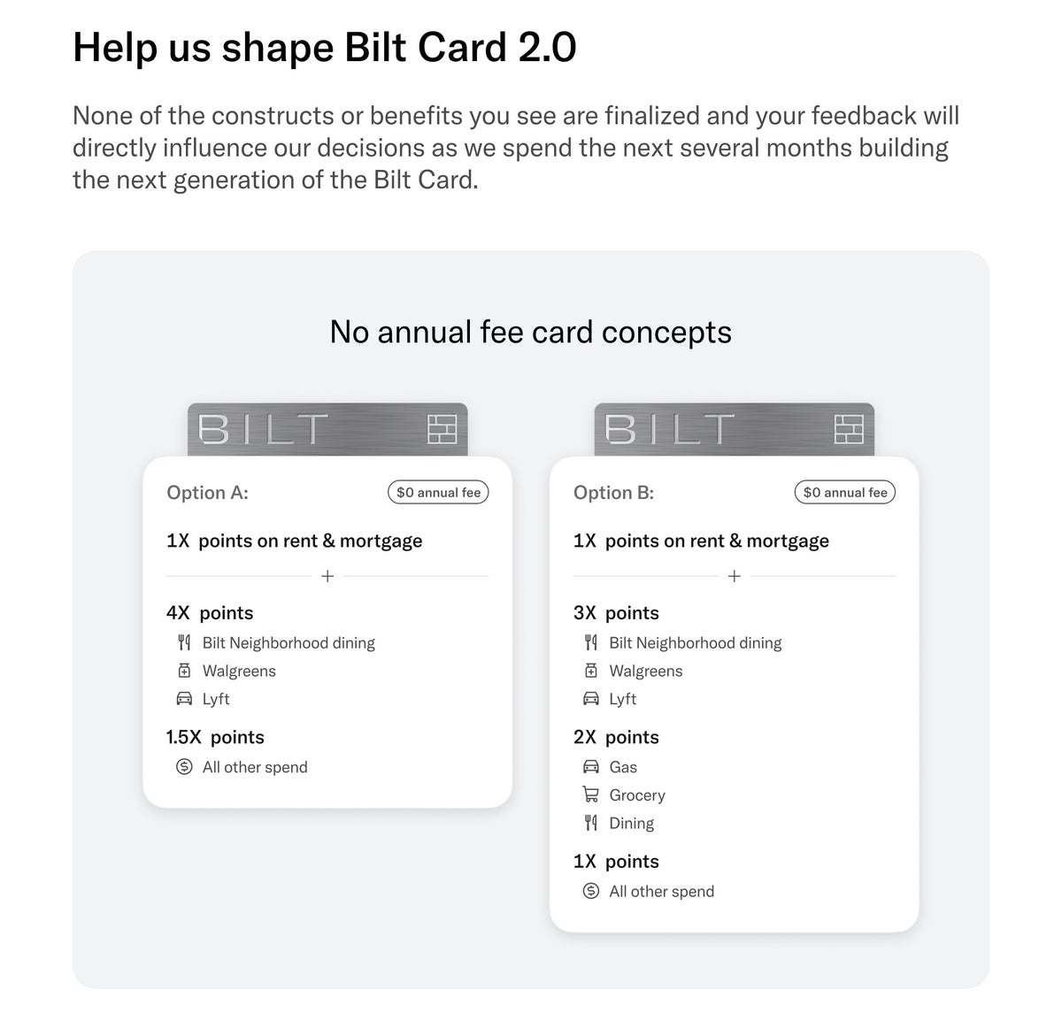 Bilt 2.0 survey no annual fee