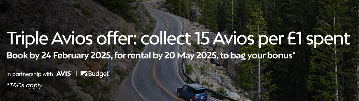 British Airways 15x Avios on Car Rentals February 2025