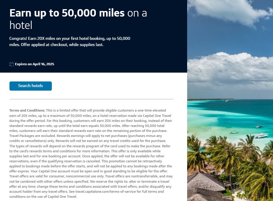 Capital One 20x miles Hotels