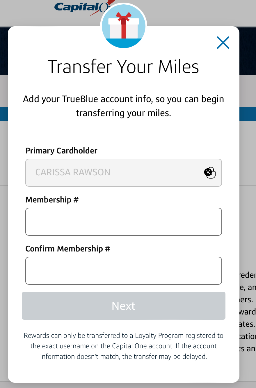 Capital One JetBlue transfer